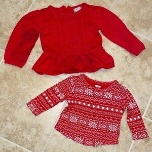 2 Piece Toddler girl’s Christmas Holiday Sweater Tops Size 12-18 months​